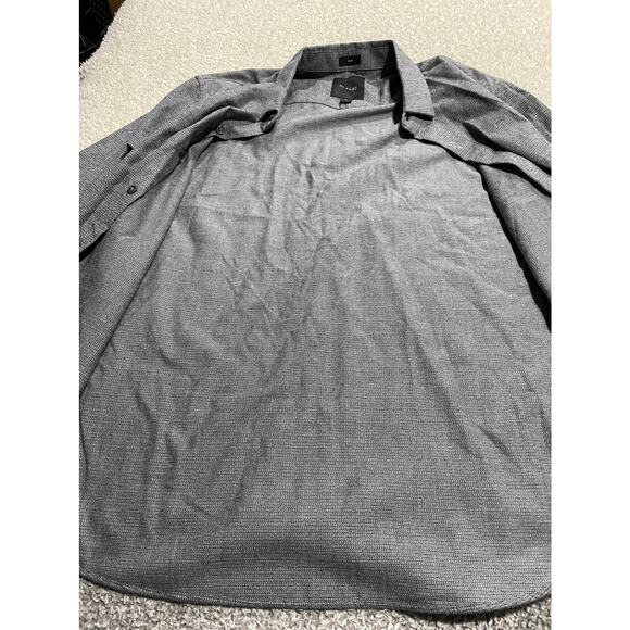 01.Algo Men's Size Medium Slim Fit Button Up Long Sleeve Shirt Grey - Picture 4 of 12